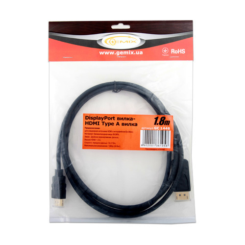 Кабель DisplayPort-HDMI  Чорний 1